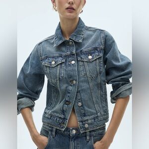 ALL SAINTS Distressed Blue Denim Jacket